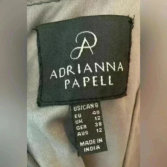 Adrianna Papell Scoop Back Sequin Long Sleeve Dress in Lead #N377; size 8 - Picture 9 of 10